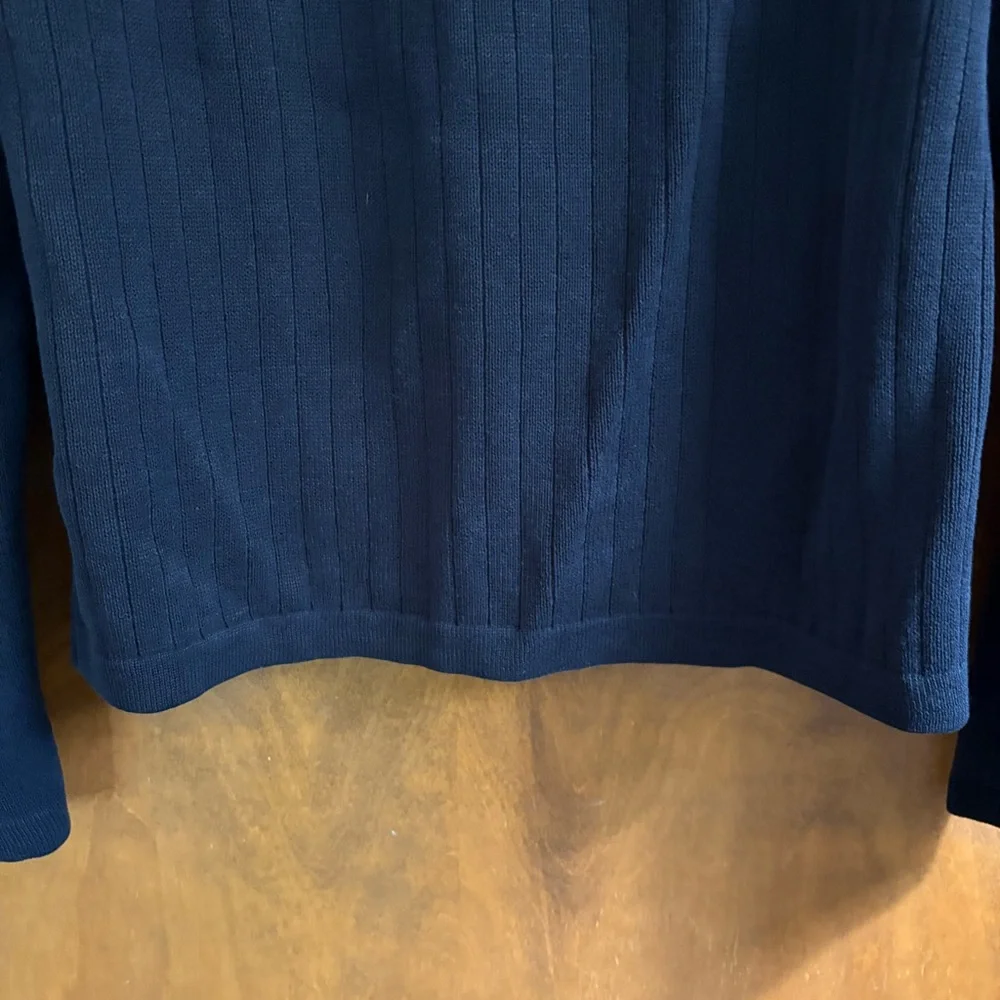 VINTAGE Men's Abercrombie & Fitch Navy Blue Cable Knit Sweater Y2K Preppy Logo